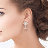 1/4 ctw Round Cut Diamond Palm Tree Earrings in 14K Rose Gold